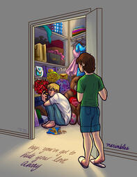 hey, you&#39;ve got to hide your love away (Ao3 Fanfic Cover)